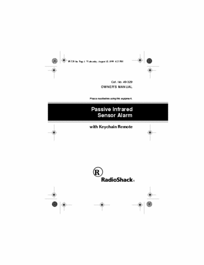 RadioShack Compact PIR Alarm RadioShack Compact PIR Alarm Manual